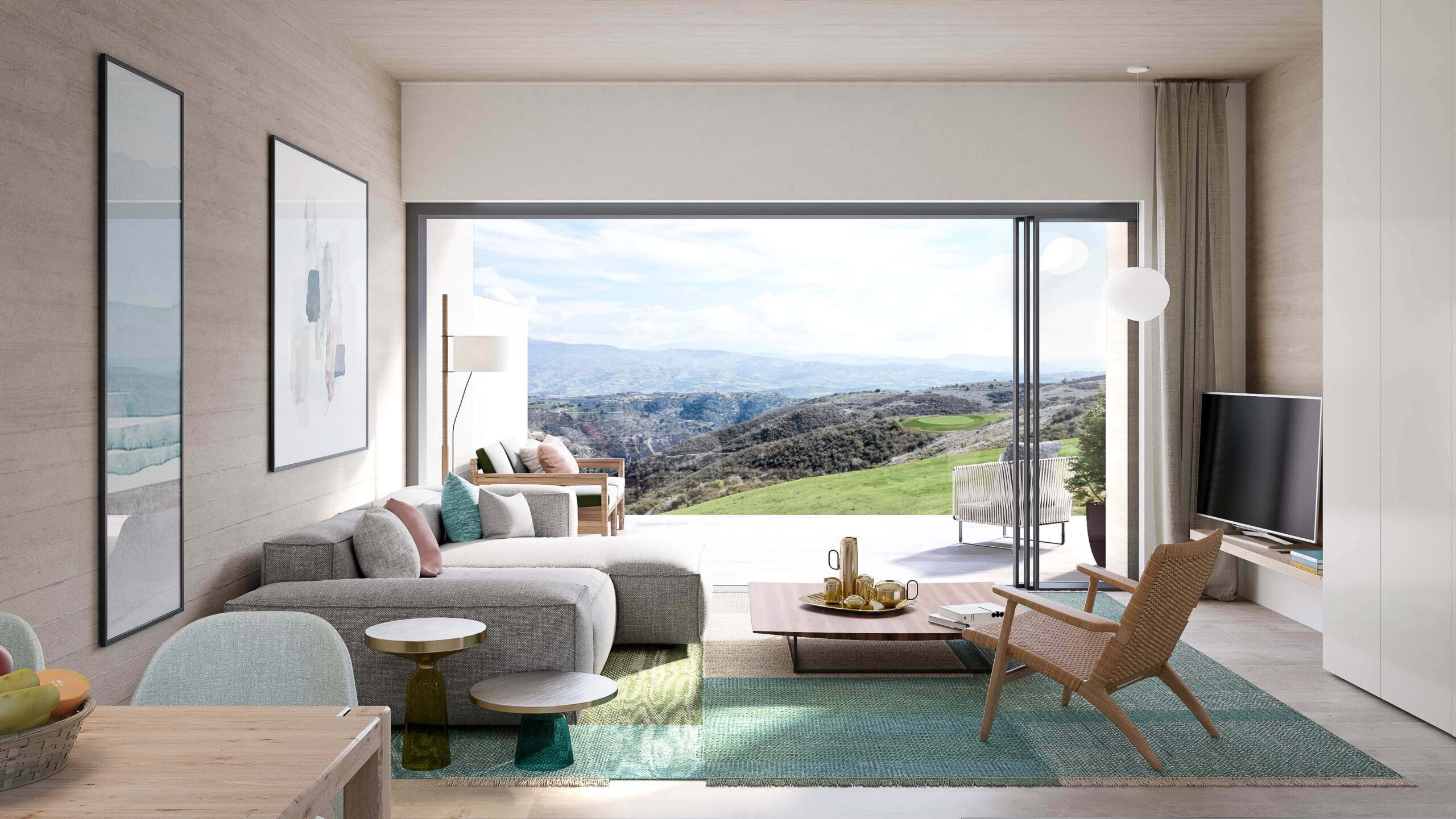 Minthis_CGI_Ezousa Suites_Olympia_living area