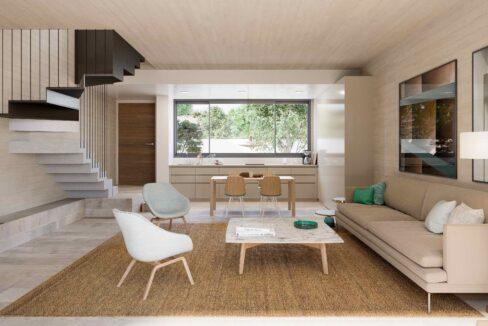 Minthis_CGI_Ezousa Suites_Oleander duplex_living area _ kitchen