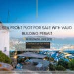 Off-Market Sea Front plot for sale with Valid Building Permit in Mykonos, Greece