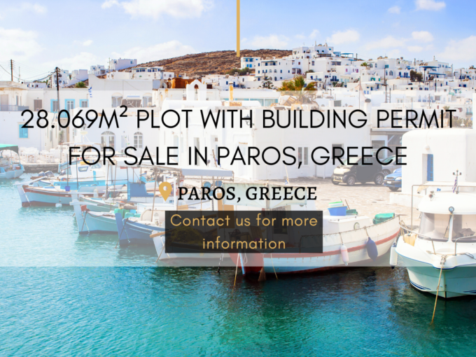 28.069m² Plot with building permit for sale in Paros, Greece